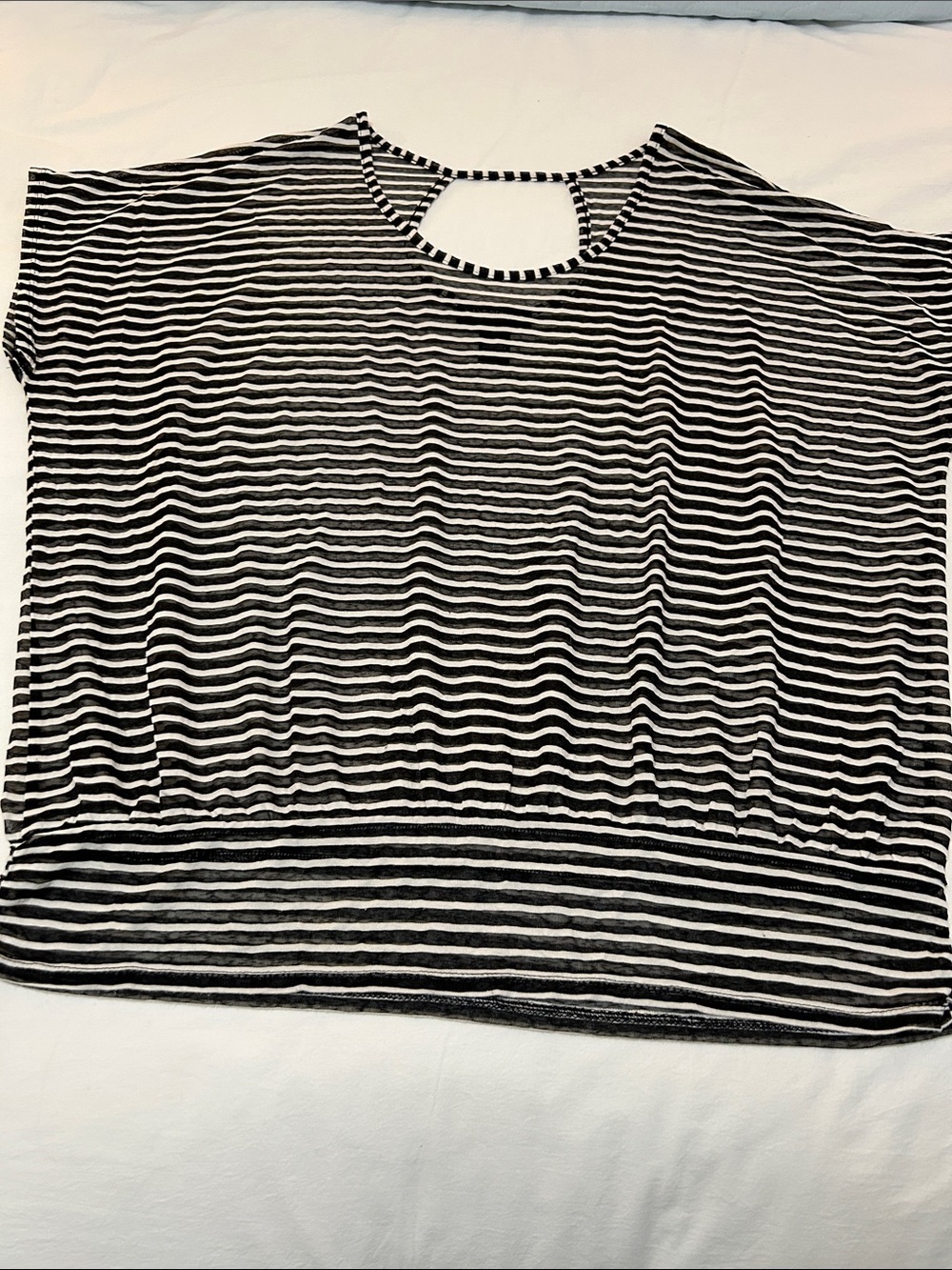 Lane Bryant Black and White Striped Short Sleeve Tee